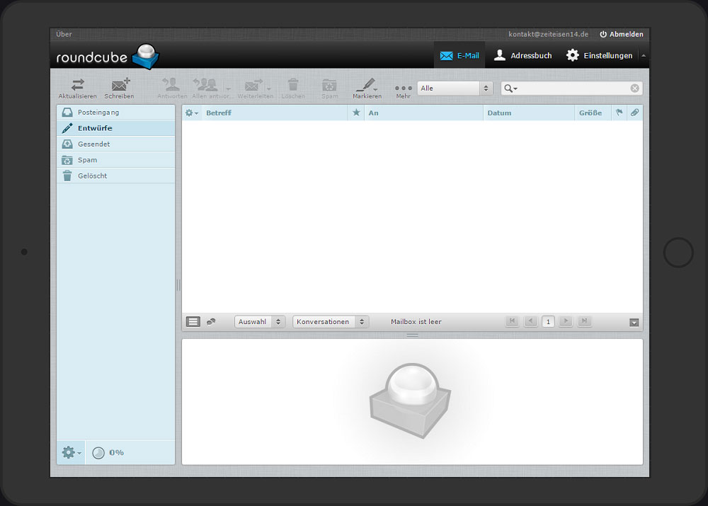 Roundcube auf dem Tablet